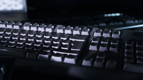 Computer keyboard - dramatic light Stock Footage 46151405