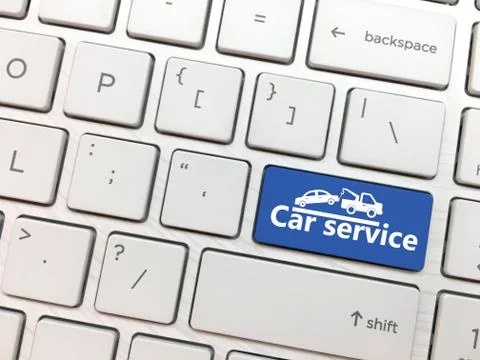 Computer keyboard enter button with Car service and symbol 스톡 사진