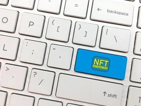 Computer keyboard enter button with NFT symbol. non fungible tokens concept Stock-Fotos