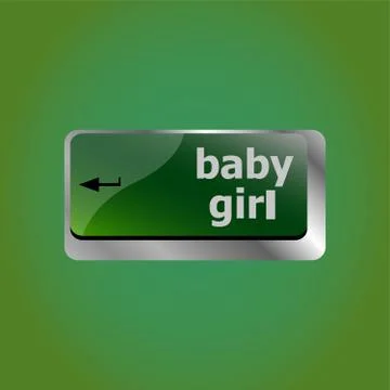 Computer keyboard enter key button - baby girl Stock Illustration