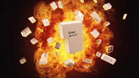 Computer keyboard  explosion to the camera Stock Footage 108476598