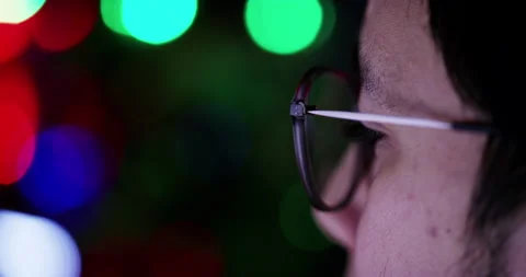 Computer keyboard, face and man typing, gaming or play online challenge, cyber Video stock 254211121