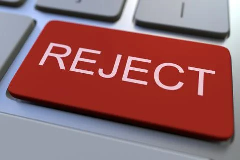 Computer keyboard featuring REJECT key. Conceptual 3D rendering Stock Illustration