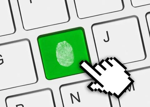 Computer keyboard with fingerprint Computer keyboard with fingerprint - se... Stock-Fotos