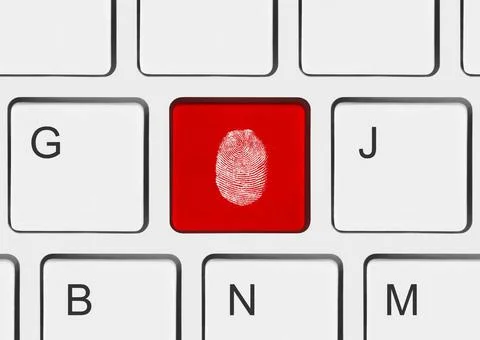 Computer keyboard with fingerprint Computer keyboard with fingerprint - se... Stock-Fotos