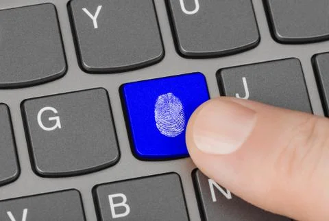 Computer keyboard with fingerprint 库存照片