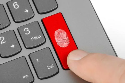 Computer keyboard with fingerprint 스톡 사진