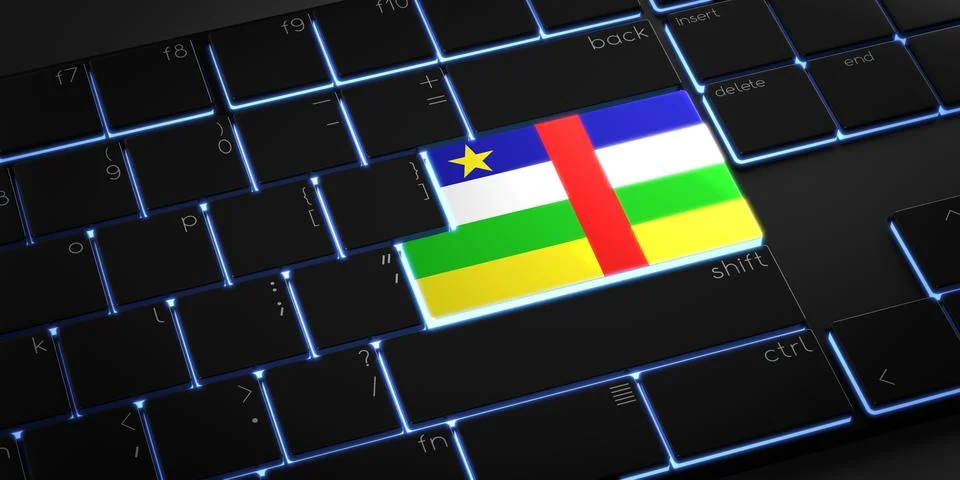 Computer keyboard with flag of the Central African Republic - 3D illustration 库存插图