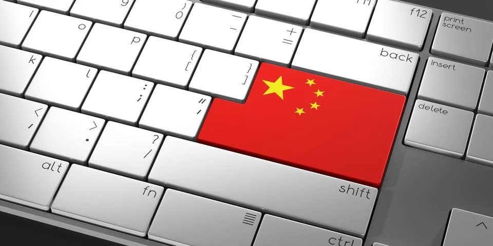 Computer keyboard with flag of China - 3D illustration Stock Illustration