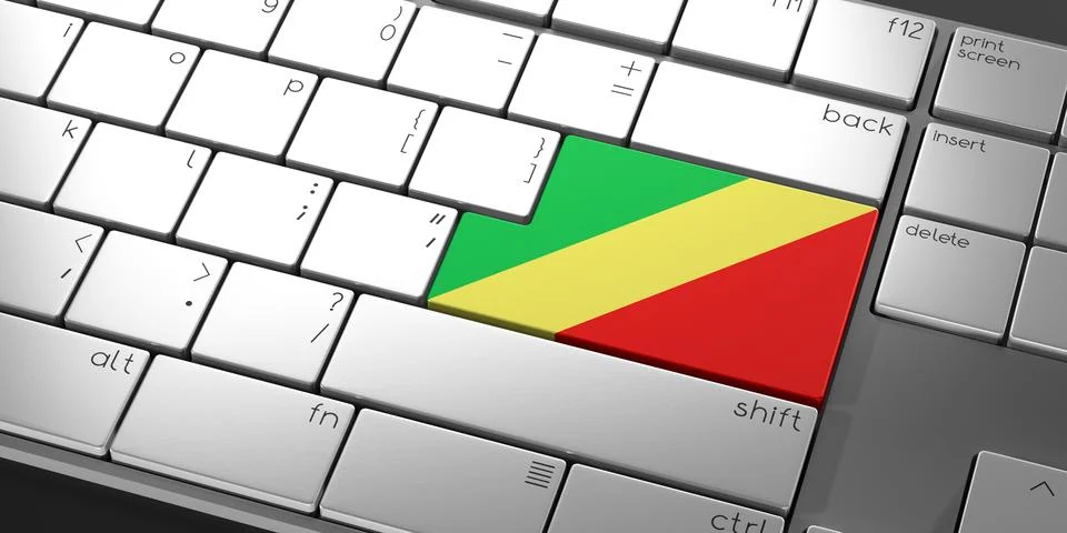 Computer keyboard with flag of Congo - 3D illustration Stock Illustration