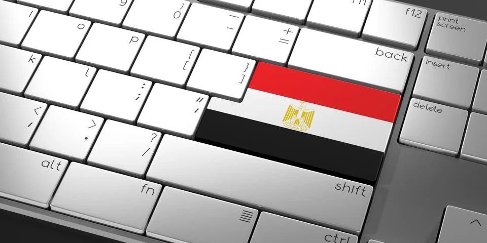 Computer keyboard with flag of Egypt - 3D illustration 库存插图