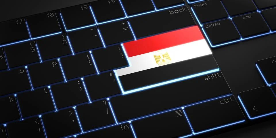 Computer keyboard with flag of Egypt - 3D illustration Stock Illustration