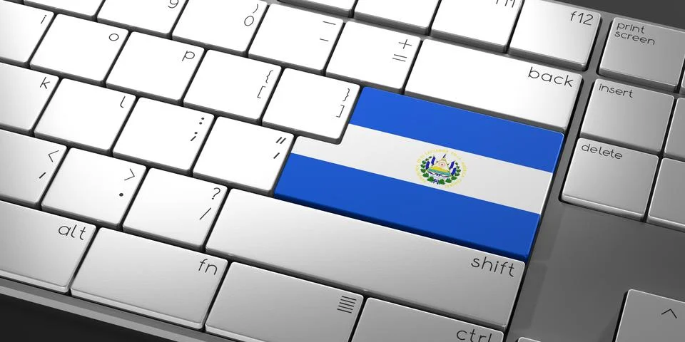 Computer keyboard with flag of El Salvador - 3D illustration Stock Illustration