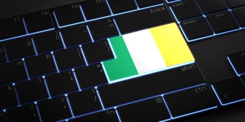 Computer keyboard with flag of Ireland - 3D illustration 库存插图