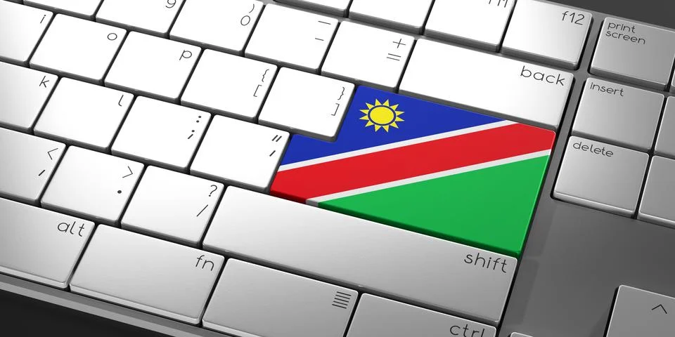 Computer keyboard with flag of Namibia - 3D illustration Stock Illustration