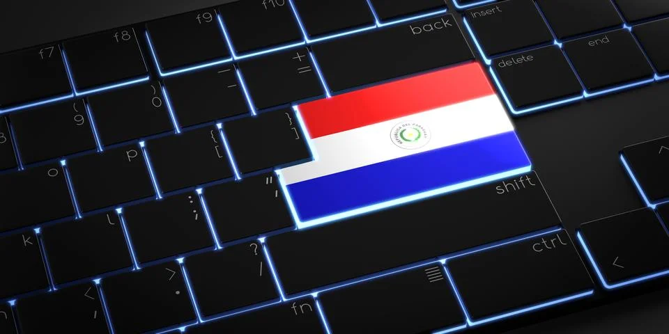 Computer keyboard with flag of Paraguay - 3D illustration 스톡 일러스트