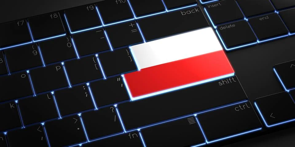 Computer keyboard with flag of Poland - 3D illustration Stock Illustration