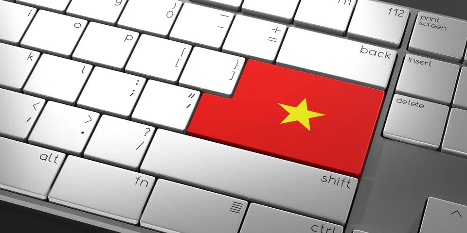 Computer keyboard with flag of Vietnam - 3D illustration Stock Illustration