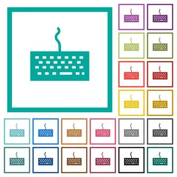 Computer keyboard flat color icons with quadrant frames 스톡 일러스트