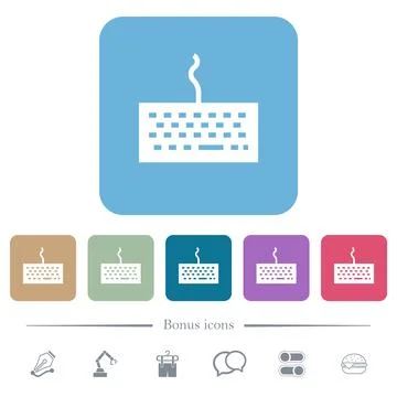 Computer keyboard flat icons on color rounded square backgrounds イラスト素材