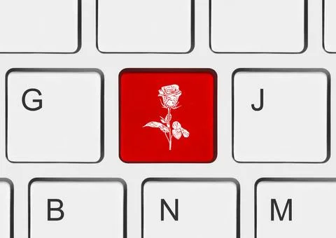 Computer keyboard with flower key Computer keyboard with flower key - tech... Foto stock