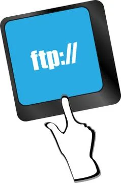Computer keyboard with ftp key, technology background Stock Illustration