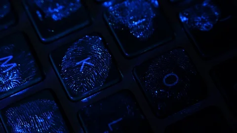 Computer keyboard full of fingerprints rich in germs and bacteria Stock Footage 126825368