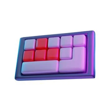 Computer keyboard, game keypad 3D plastic style vector icon, hardware gadget Stockillustratie