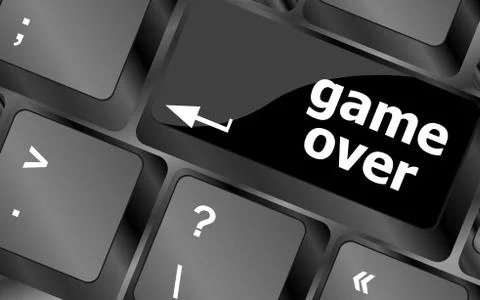 Computer keyboard with game over key - technology background 스톡 일러스트