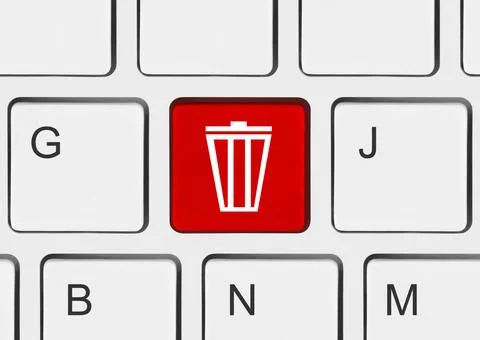 Computer keyboard with garbage key Computer keyboard with garbage key - te... Foto stock
