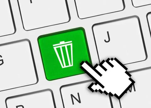 Computer keyboard with garbage key Computer keyboard with garbage key - te... Stock Photos