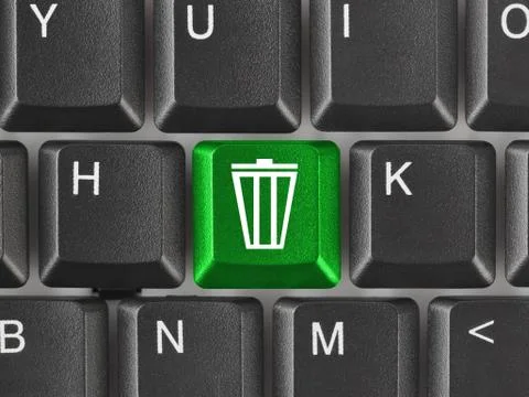Computer keyboard with garbage key Stock Photos