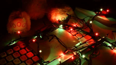 Computer keyboard with garlands Видео 44025579