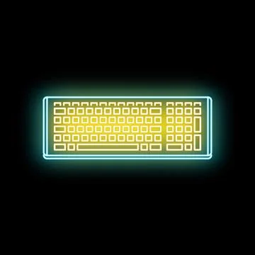 Computer keyboard glowing icon in neon style 스톡 일러스트