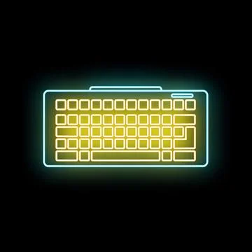 Computer keyboard glowing neon light showing technology 库存插图