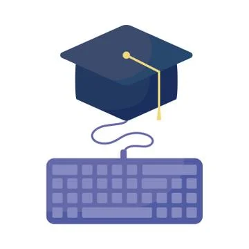 Computer keyboard with graduation hat Stock Illustration