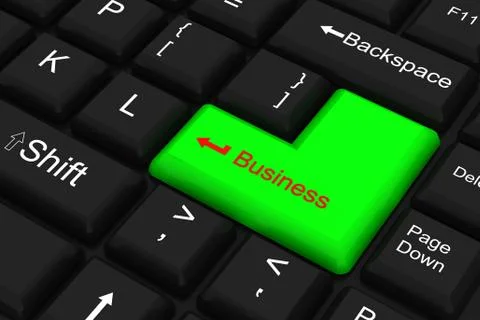 Computer keyboard .With green business key. Stock-Illustration