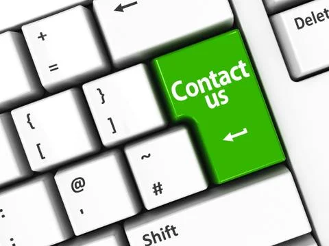 Computer keyboard green contact us Stock Illustration
