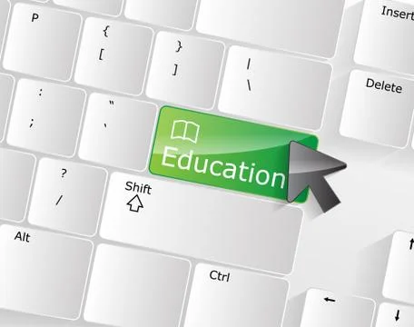 Computer keyboard - green key education, close-up Stock Illustration