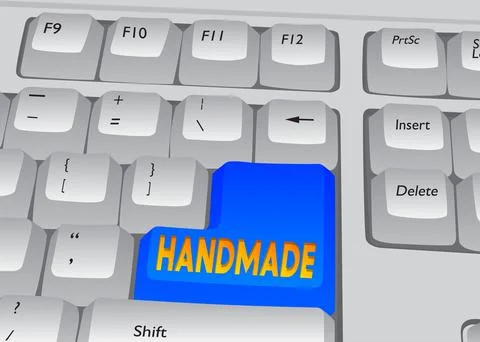 Computer Keyboard with Handmade text. Close-up of an electronic Computer Devi Stock Illustration
