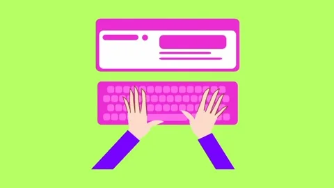 Computer  keyboard hands typing animation isolated green screen animation Stock Footage 300838702