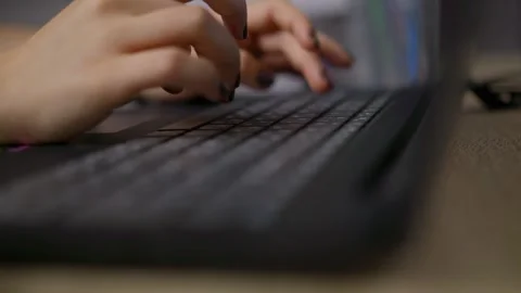 Computer keyboard with hands typing Stock Footage 302663883