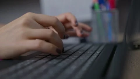 Computer keyboard with hands typing Stock Footage 302885325