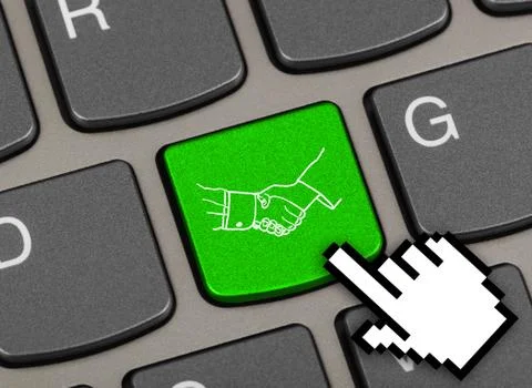 Computer keyboard with handshake button Stock Photos