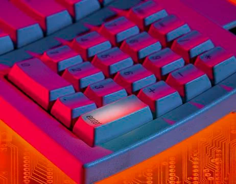 COMPUTER KEYBOARD WITH HGHLIGHT ON ENTER KEY Foto stock