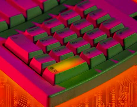 COMPUTER KEYBOARD WITH HGHLIGHT ON ENTER KEY Stock Photos