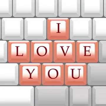 Computer keyboard i love you - illustration Stock Illustration