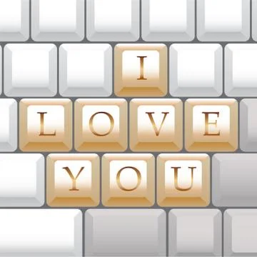Computer keyboard i love you - illustration Stock Illustration
