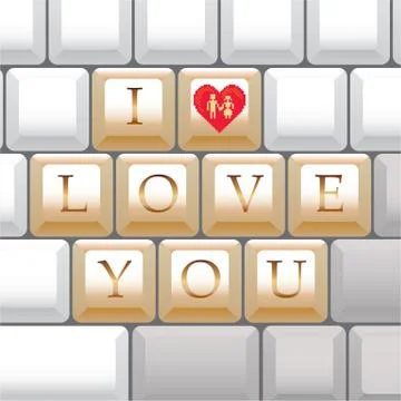 Computer keyboard i love you - illustration Stock Illustration