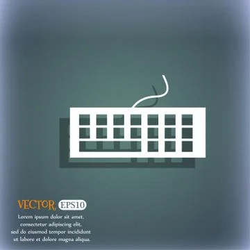 Computer keyboard Icon. On the blue-green abstract background with shadow and 스톡 일러스트
